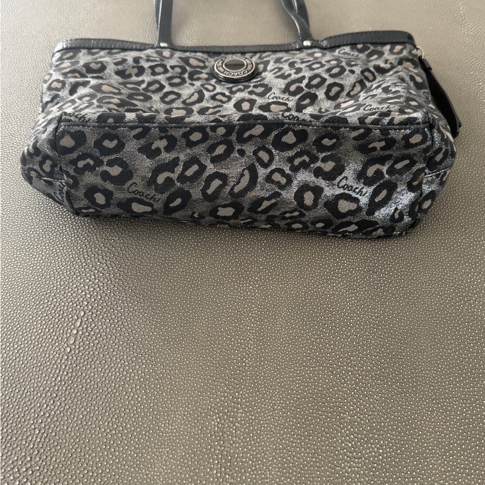 Coach Gray and Black Leopard Print Tote - Picture 3 of 9